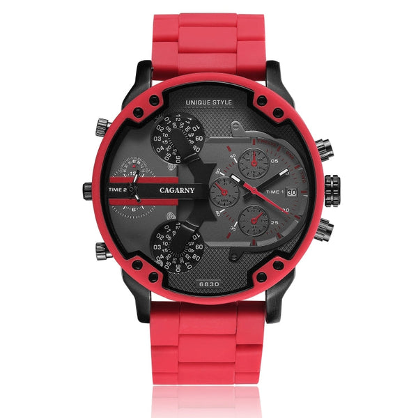 CAGARNY 6830 Fashion Waterproof Quartz Watch with TPE Wristband(Red Black)