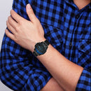 CAGARNY 6839 Irregular Large Dial Stainless Steel Band Quartz Sports Watch For Men(Black+Blue)