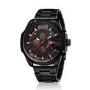CAGARNY 6839 Irregular Large Dial Stainless Steel Band Quartz Sports Watch For Men(Black+Red)