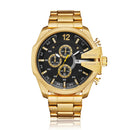 CAGARNY 6839 Irregular Large Dial Stainless Steel Band Quartz Sports Watch For Men(Gold+Black)