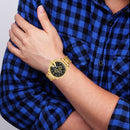 CAGARNY 6839 Irregular Large Dial Stainless Steel Band Quartz Sports Watch For Men(Gold+Black)