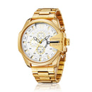 CAGARNY 6839 Irregular Large Dial Stainless Steel Band Quartz Sports Watch For Men(Gold+White)