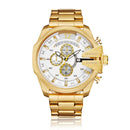 CAGARNY 6839 Irregular Large Dial Stainless Steel Band Quartz Sports Watch For Men(Gold+White)