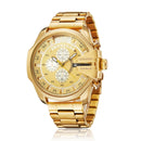 CAGARNY 6839 Irregular Large Dial Stainless Steel Band Quartz Sports Watch For Men(Gold)