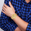 CAGARNY 6839 Irregular Large Dial Stainless Steel Band Quartz Sports Watch For Men(Gold)