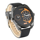 CAGARNY 6813 Fashionable Dual Clock Quartz Business Wrist Watch with Leather Band for Men(Black Case Black Band)