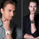CAGARNY 6813 Fashionable Dual Clock Quartz Business Wrist Watch with Leather Band for Men(Black Case Black Band)