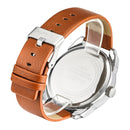 CAGARNY 6813 Fashionable Dual Clock Quartz Business Wrist Watch with Leather Band for Men(White Case Brown Band)