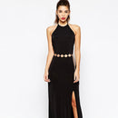 Women Metal Waist Chain Openwork Circle Decoration Waist-chain Lady Dress Belt, Length: 105cm(Gold)