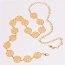Women Metal Waist Chain Openwork Circle Decoration Waist-chain Lady Dress Belt, Length: 105cm(Gold)
