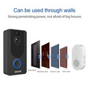 EKEN V7 1080P Wireless WiFi Smart Video Doorbell, Support Motion Detection & Infrared Night Vision & Two-way Voice, Package 3: Doorbell + Dual Slots Battery Charger + Chime(Black)