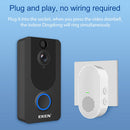 EKEN V7 1080P Wireless WiFi Smart Video Doorbell, Support Motion Detection & Infrared Night Vision & Two-way Voice, Package 3: Doorbell + Dual Slots Battery Charger + Chime(Black)