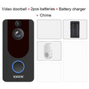 EKEN V7 1080P Wireless WiFi Smart Video Doorbell, Support Motion Detection & Infrared Night Vision & Two-way Voice, Package 3: Doorbell + Dual Slots Battery Charger + Chime(Black)