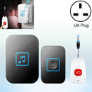 CACAZI C86 Wireless SOS Pager Doorbell Old man Child Emergency Alarm Remote Call Bell, UK Plug(Black)