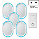 CACAZI FA80 1 Button 5 Receivers Home Call Bell Self-powered Wireless Doorbell, EU Plug(White)
