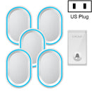 CACAZI FA80 1 Button 5 Receivers Home Call Bell Self-powered Wireless Doorbell, US Plug(White)
