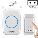 CACAZI A10G One Button One Receivers Self-Powered Wireless Home Cordless Bell, EU Plug(White)