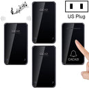 CACAZI FA8 One Button Three Receivers Self-Powered Smart Home Wireless Doorbell, US Plug(Black)