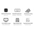 CENAVA F158G Notebook, 15.6 inch, 8GB+256GB, Windows 10 Intel Core i7-6500U Dual Core 2.5-3.1 GHz, Support TF Card & Bluetooth & WiFi & Micro HDMI, US/EU Plug(Silver)