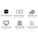 CENAVA F158G Notebook, 15.6 inch, 8GB+1TB, Windows 10 Intel Celeron J4105 Quad Core 1.5-2.5 GHz, Support TF Card & Bluetooth & WiFi & Micro HDMI, US Plug (Silver)