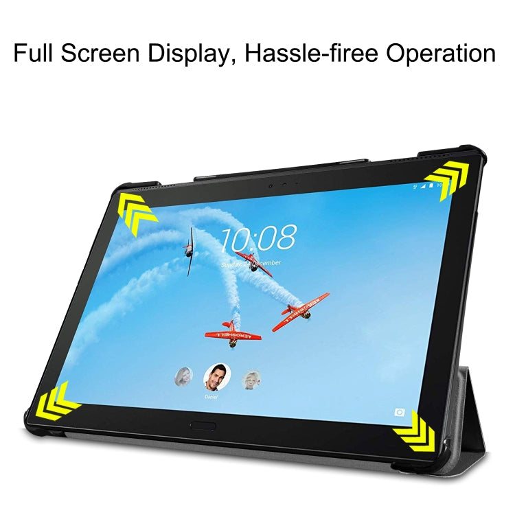 Custer Texture Horizontal Deformation Flip Leather Case for Lenovo Tab P10 10.1 inch with Three-folding Holder & Sleep / Wake-up Function (Black)
