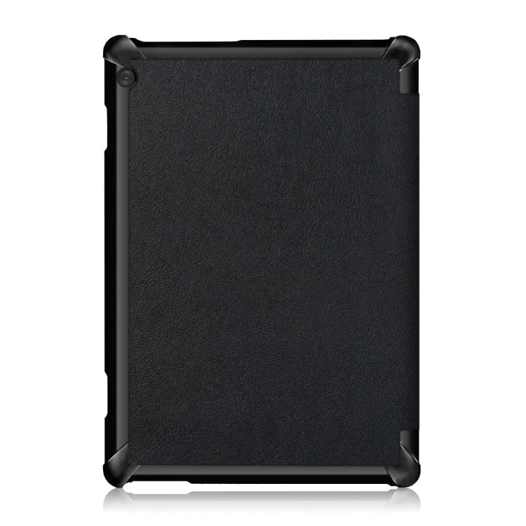 3-folding Custer Texture Deformation Flip Leather Case for Lenovo Tab M10 TB-X605F / X505F(Black)