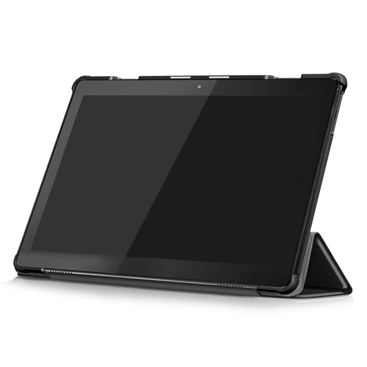 3-folding Custer Texture Deformation Flip Leather Case for Lenovo Tab M10 TB-X605F / X505F(Black)