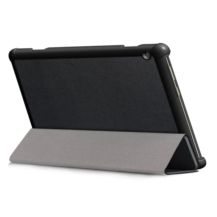 3-folding Custer Texture Deformation Flip Leather Case for Lenovo Tab M10 TB-X605F / X505F(Black)