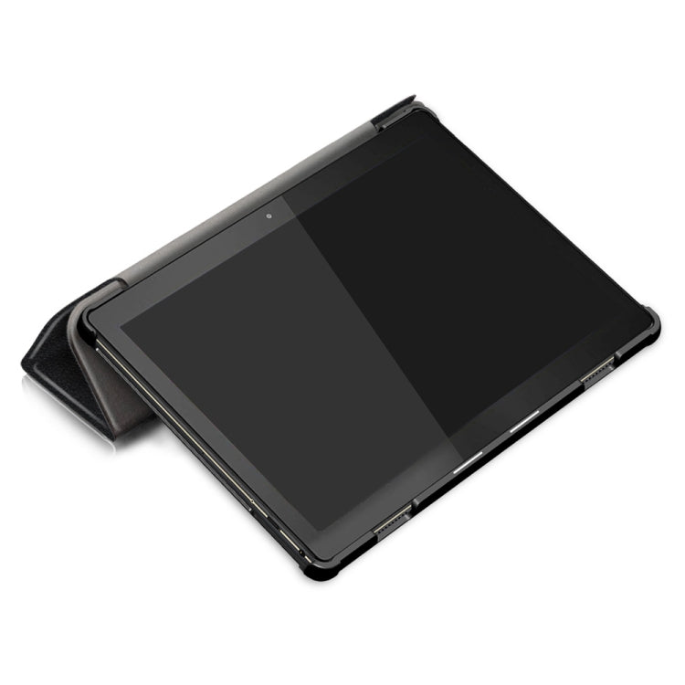 3-folding Custer Texture Deformation Flip Leather Case for Lenovo Tab M10 TB-X605F / X505F(Black)