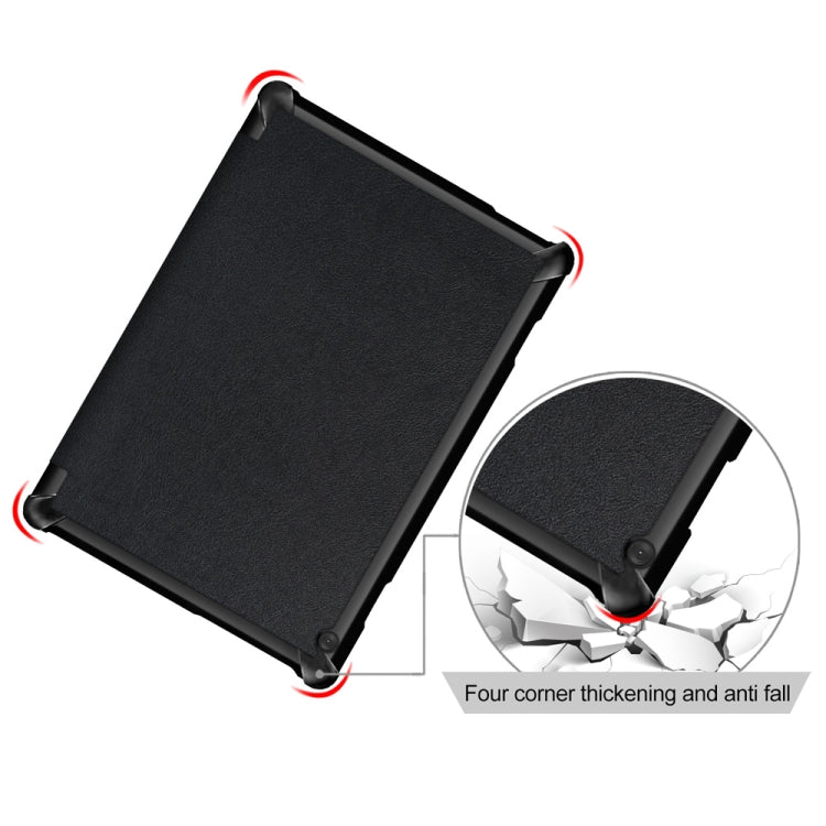 3-folding Custer Texture Deformation Flip Leather Case for Lenovo Tab M10 TB-X605F / X505F(Black)