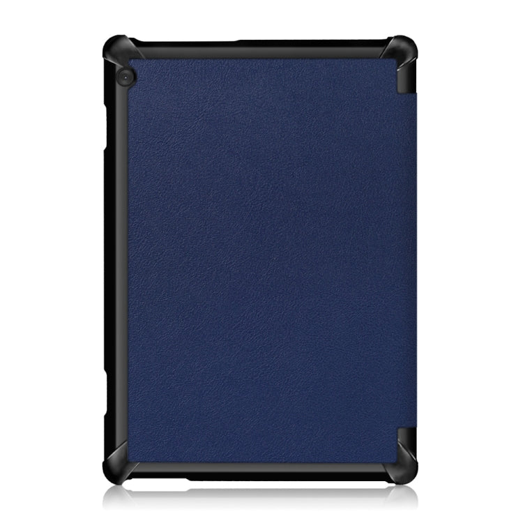 3-folding Custer Texture Deformation Flip Leather Case for Lenovo Tab M10 TB-X605F / X505F(Dark Blue)