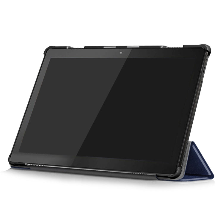 3-folding Custer Texture Deformation Flip Leather Case for Lenovo Tab M10 TB-X605F / X505F(Dark Blue)