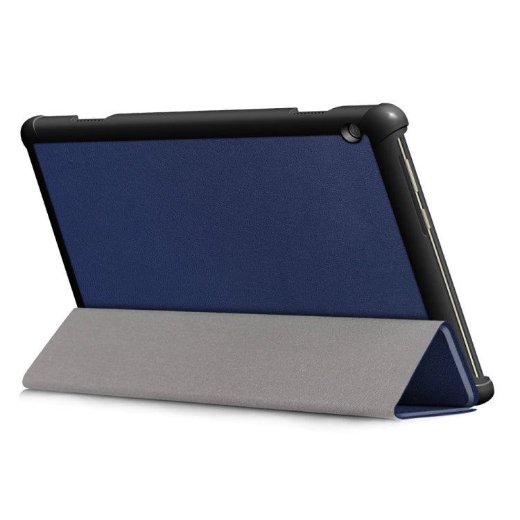 3-folding Custer Texture Deformation Flip Leather Case for Lenovo Tab M10 TB-X605F / X505F(Dark Blue)