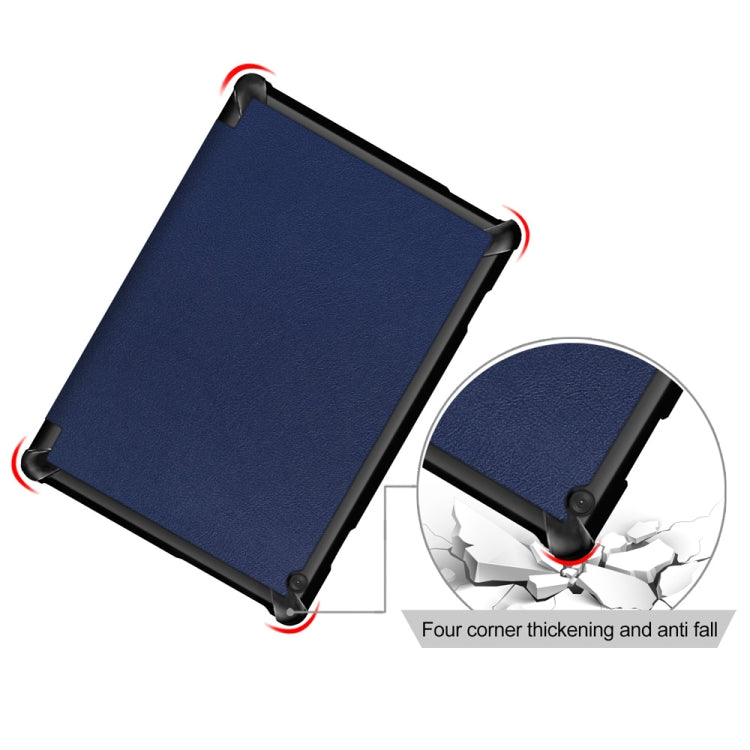 3-folding Custer Texture Deformation Flip Leather Case for Lenovo Tab M10 TB-X605F / X505F(Dark Blue)