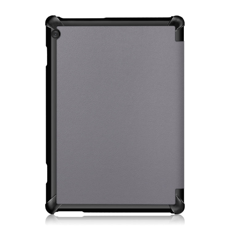 3-folding Custer Texture Deformation Flip Leather Case for Lenovo Tab M10 TB-X605F / X505F(Grey)