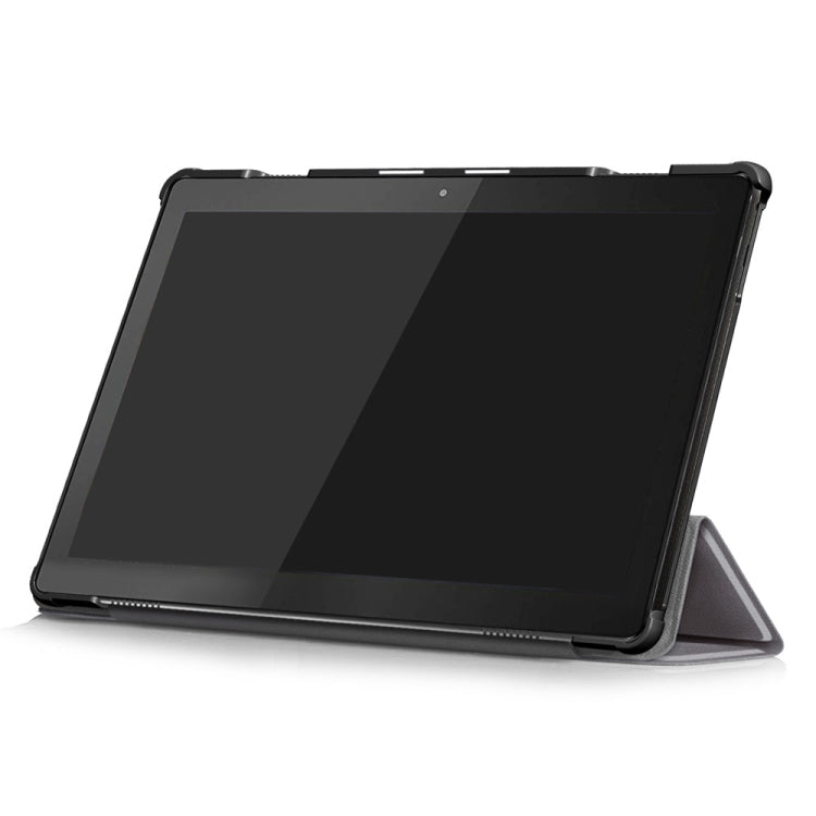 3-folding Custer Texture Deformation Flip Leather Case for Lenovo Tab M10 TB-X605F / X505F(Grey)