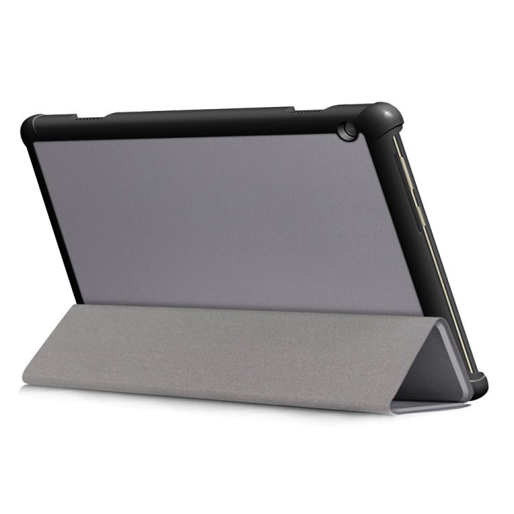 3-folding Custer Texture Deformation Flip Leather Case for Lenovo Tab M10 TB-X605F / X505F(Grey)