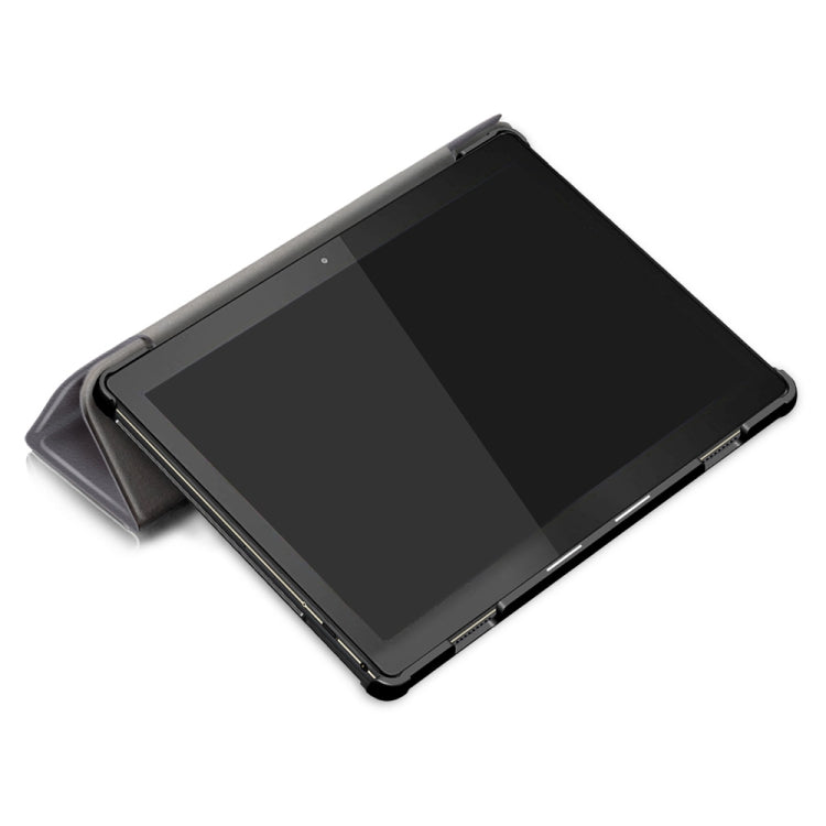 3-folding Custer Texture Deformation Flip Leather Case for Lenovo Tab M10 TB-X605F / X505F(Grey)