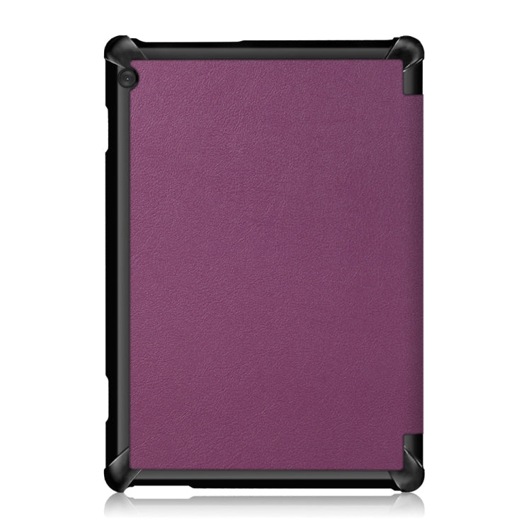 3-folding Custer Texture Deformation Flip Leather Case for Lenovo Tab M10 TB-X605F / X505F(Purple)