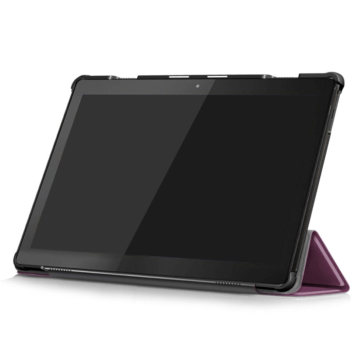3-folding Custer Texture Deformation Flip Leather Case for Lenovo Tab M10 TB-X605F / X505F(Purple)