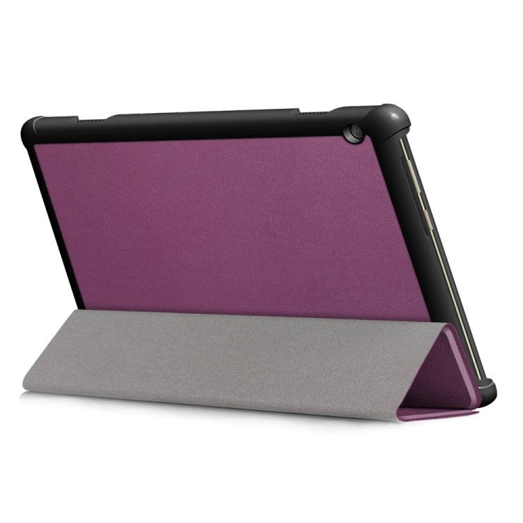 3-folding Custer Texture Deformation Flip Leather Case for Lenovo Tab M10 TB-X605F / X505F(Purple)