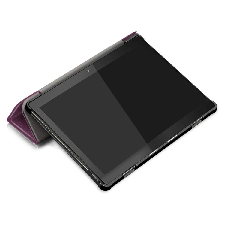 3-folding Custer Texture Deformation Flip Leather Case for Lenovo Tab M10 TB-X605F / X505F(Purple)