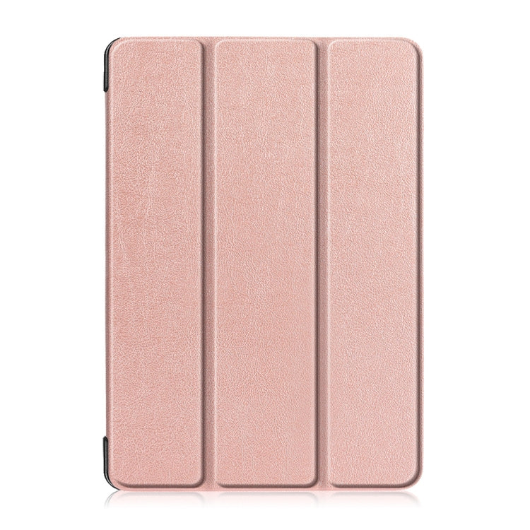 3-folding Custer Texture Deformation Flip Leather Case for Lenovo Tab M10 TB-X605F / X505F(Rose Gold)