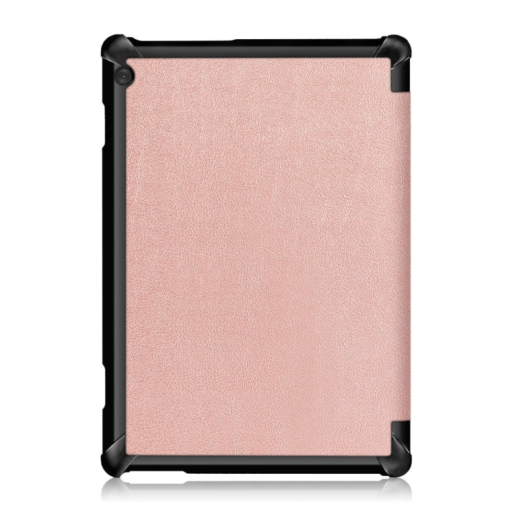 3-folding Custer Texture Deformation Flip Leather Case for Lenovo Tab M10 TB-X605F / X505F(Rose Gold)