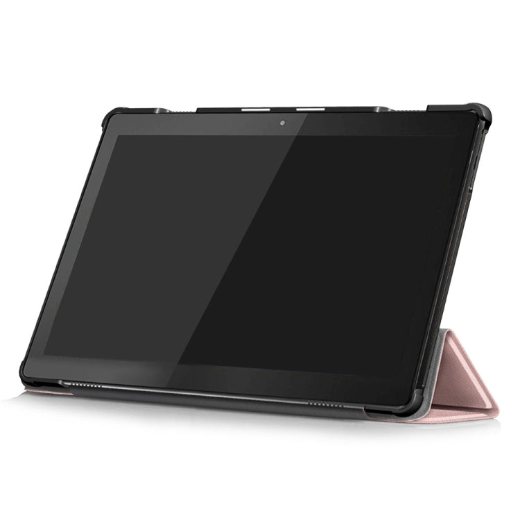 3-folding Custer Texture Deformation Flip Leather Case for Lenovo Tab M10 TB-X605F / X505F(Rose Gold)