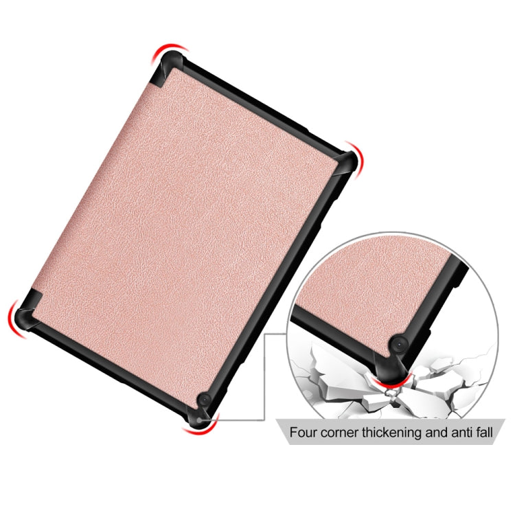 3-folding Custer Texture Deformation Flip Leather Case for Lenovo Tab M10 TB-X605F / X505F(Rose Gold)