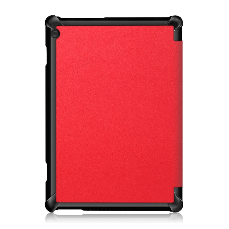3-folding Custer Texture Deformation Flip Leather Case for Lenovo Tab M10 TB-X605F / X505F(Red)