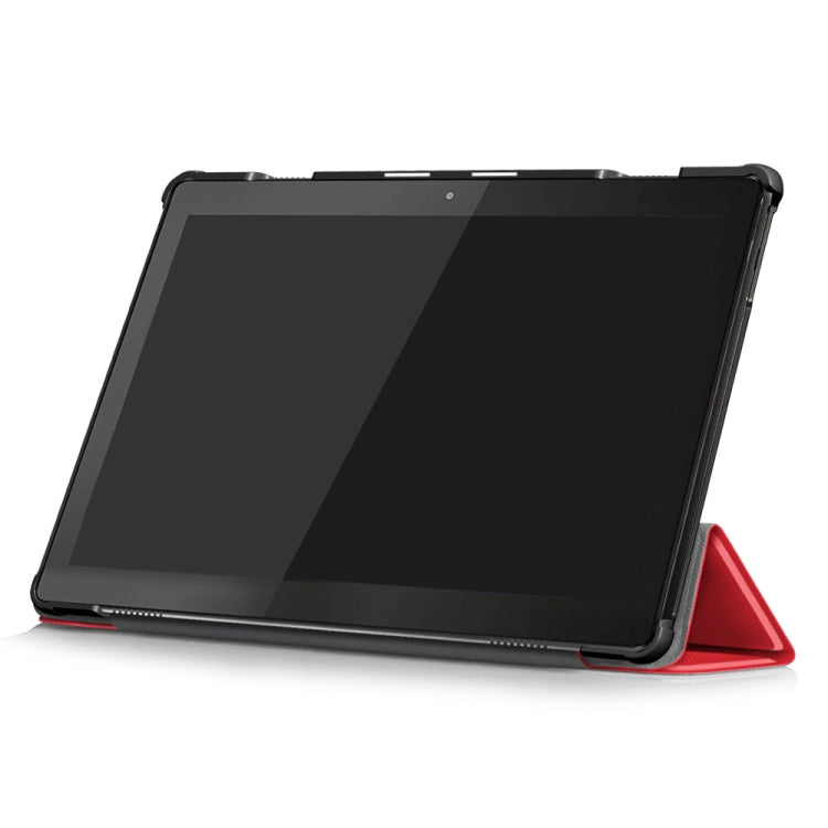 3-folding Custer Texture Deformation Flip Leather Case for Lenovo Tab M10 TB-X605F / X505F(Red)