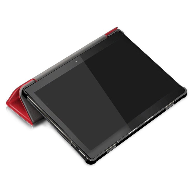 3-folding Custer Texture Deformation Flip Leather Case for Lenovo Tab M10 TB-X605F / X505F(Red)