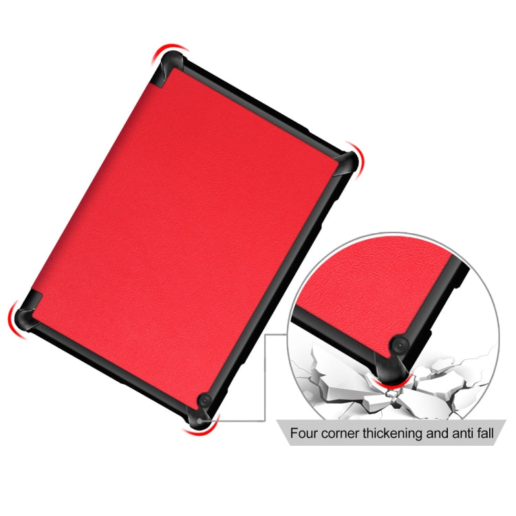 3-folding Custer Texture Deformation Flip Leather Case for Lenovo Tab M10 TB-X605F / X505F(Red)